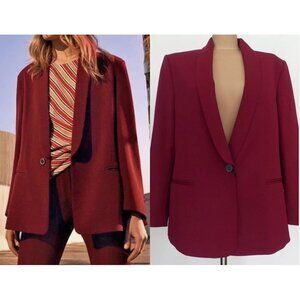 Zara Woman Studio Burgundy Blazer NWT M-L Made In Spain business blazer jacket